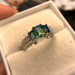 Bomb Party "Watch Out Baby" Lab Created Lime Ombre Crystal + Rhodium Plating